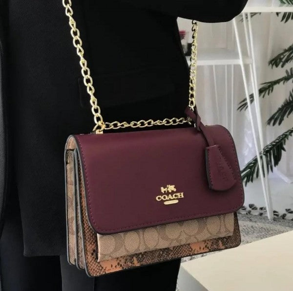 Coach Klare Signature Crossbody Bag With OG Box &Dust Bag (Wine 1001)