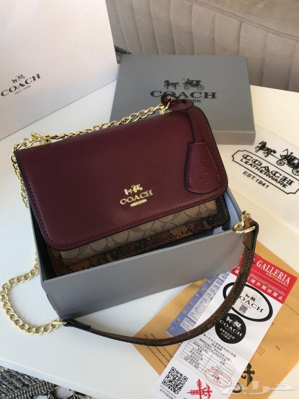 Coach Klare Signature Crossbody Bag With OG Box &Dust Bag (Wine 1001)