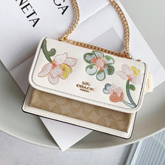 Coach Klare Floral Signature Crossbody Bag With OG Box & Dust Bag (Floral White 381)