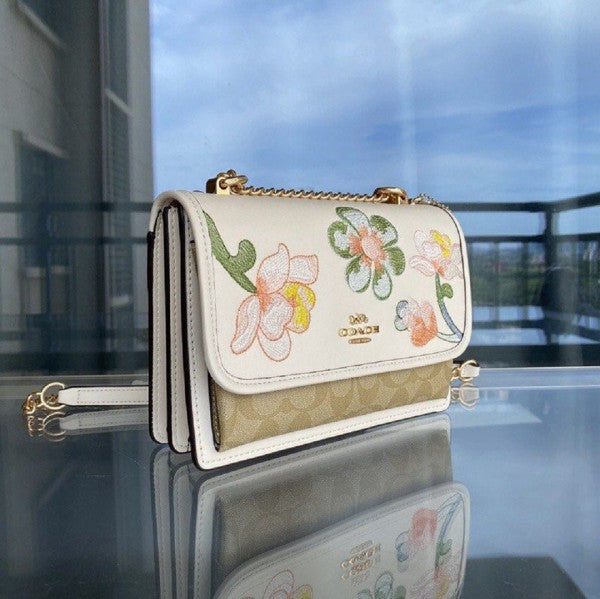 Coach Klare Floral Signature Crossbody Bag With OG Box & Dust Bag (Floral White 381)