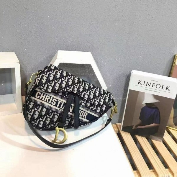 Dior Saddle Bag Oblique Embroidery With OG Box & Dust Bag (Black D 128)0