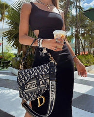 Dior Saddle Bag Oblique Embroidery With OG Box & Dust Bag (Black D 128)0