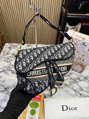 Dior Saddle Bag Oblique Embroidery With OG Box & Dust Bag (Black D 128)0