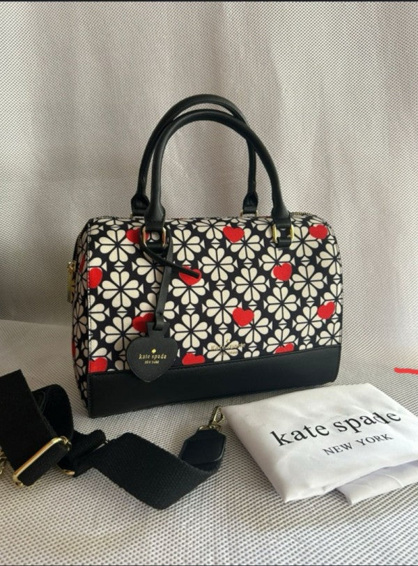 Kate Spade Flower Jacquard Bag With Dust Bag (K8308 Black-1)