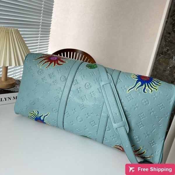 Louis Vuitton LV M21713 LV X YK Keepall Bandoulire Premium Unisex Duffle Bag With Dust Bag & Accessories (Blue - 685)
