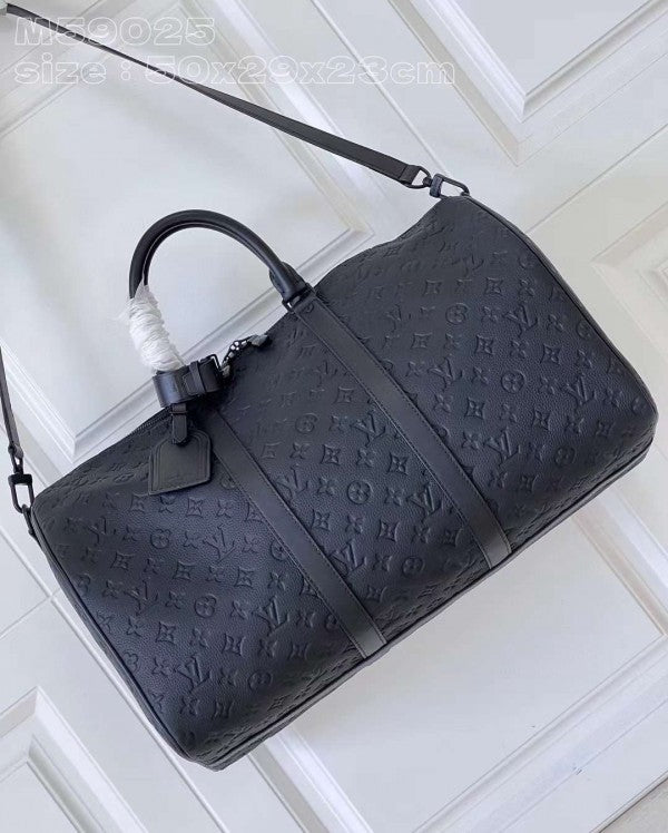 Louis Vuitton LV M44810 Keepall Bandoulire Premium Monogram Unisex Duffle Bag With Dust Bag & Accessories (Black - 861)
