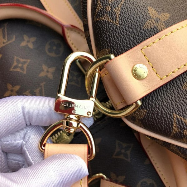 Louis Vuitton LV M41414 Keepall Bandoulire Premium Monogram Unisex Duffle Bag With Dust Bag & Accessories (Brown - 862)