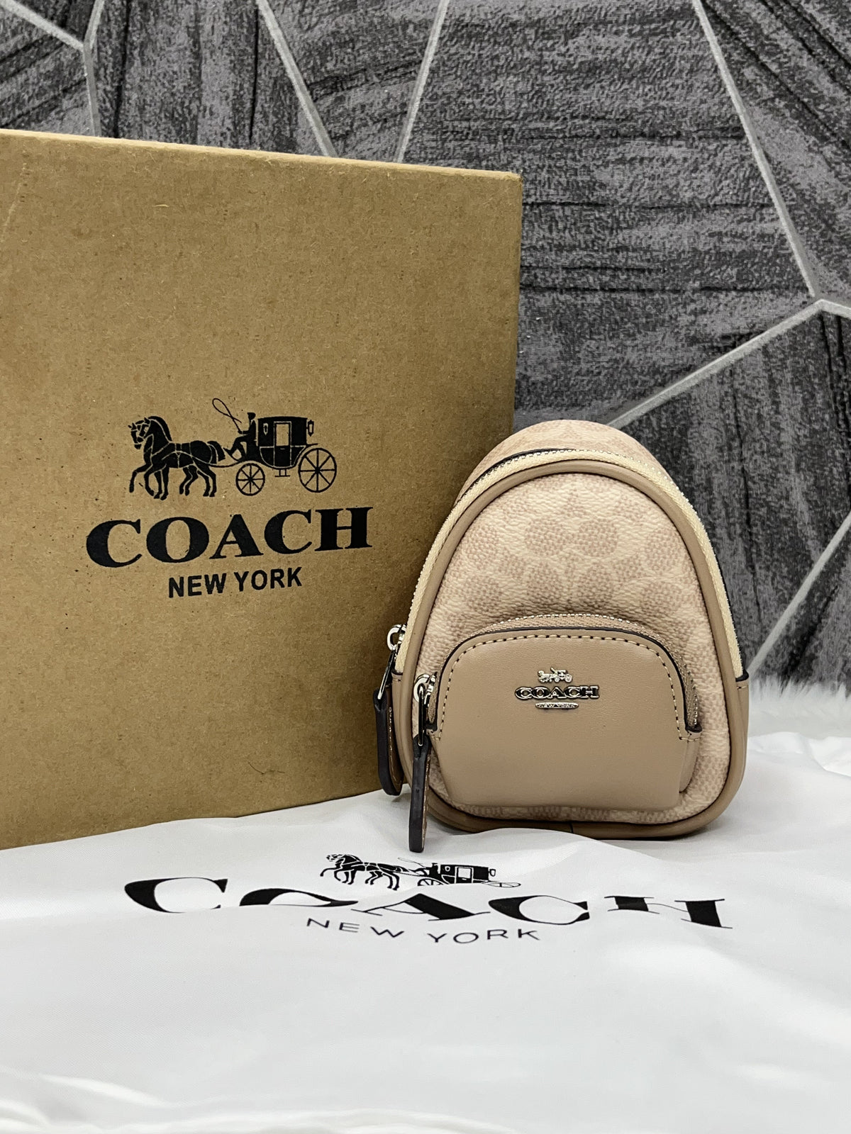 Coach Mini Keychain Backpack BagCharm With Original Box Packing