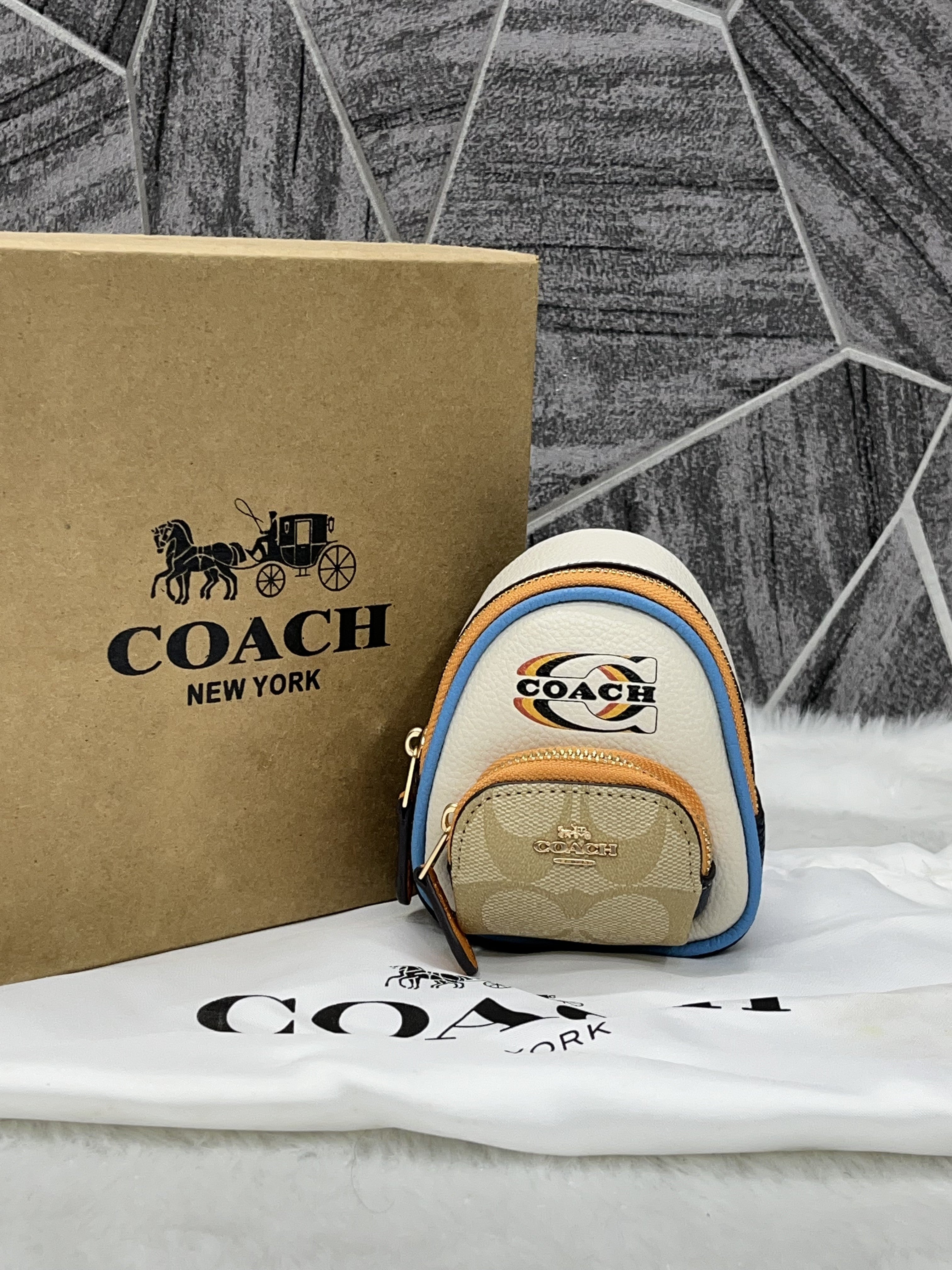 Coach Mini Keychain Backpack BagCharm With Original Box Packing