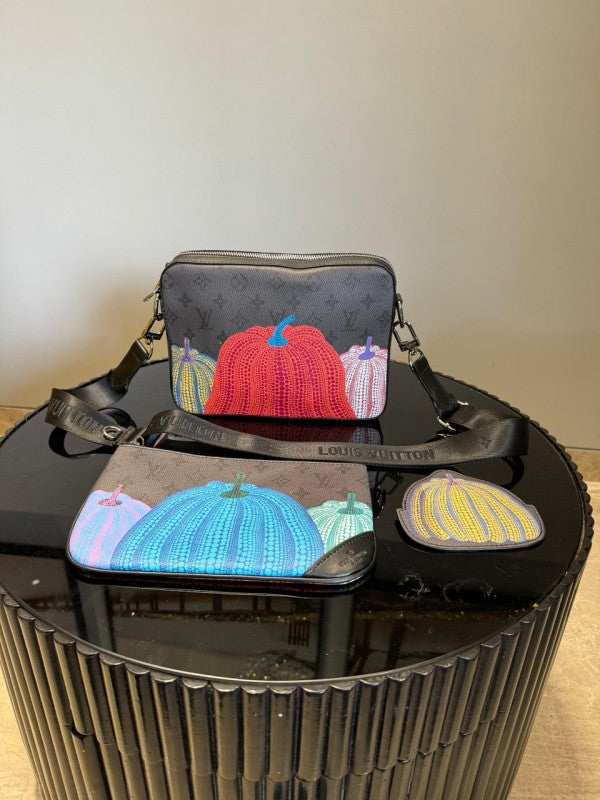 Louis Vuitton Trio LV X YL Pumpkin Print Messenger Bag For Mens Wid Dust Bag