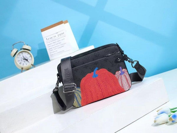 Louis Vuitton Trio LV X YL Pumpkin Print Messenger Bag For Mens