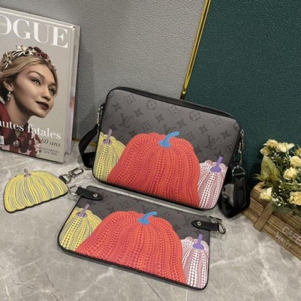 Louis Vuitton Trio LV X YL Pumpkin Print Messenger Bag For Mens Wid Dust Bag