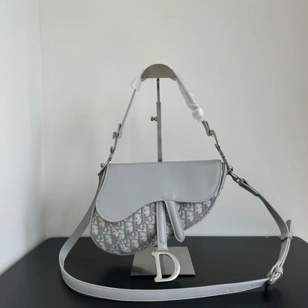 Dior Saddle Leather Canvas Grey With Original Box