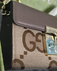 Gucci GG Supreme Monogram Small Padlock Shoulder Bag Black Mystic With OG Box & Dust Bag (409487 Brown)