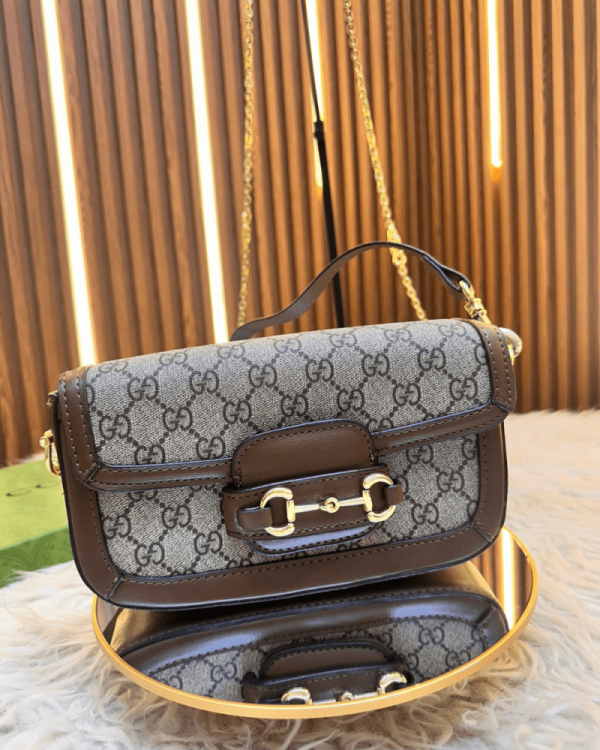 Gucci Horse Bit GG Monogram Crossbody Sling With OG Box Dust Bag 658576 Brown