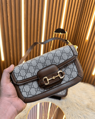 Gucci Horse Bit GG Monogram Crossbody Sling With OG Box Dust Bag 658576 Brown