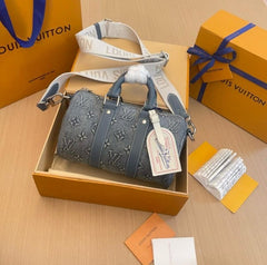 Louis Vuitton LV M22762 Keepall Bandouliere Monogram Travel Speedy With OG Magnetic Box & Dust Bag (Denim - 641)