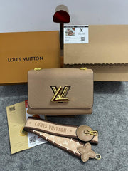 Louis Vuitton Twist Logo Premium Double Box Bag With Shoulder Strap (M57063 BeigeKhakhi)