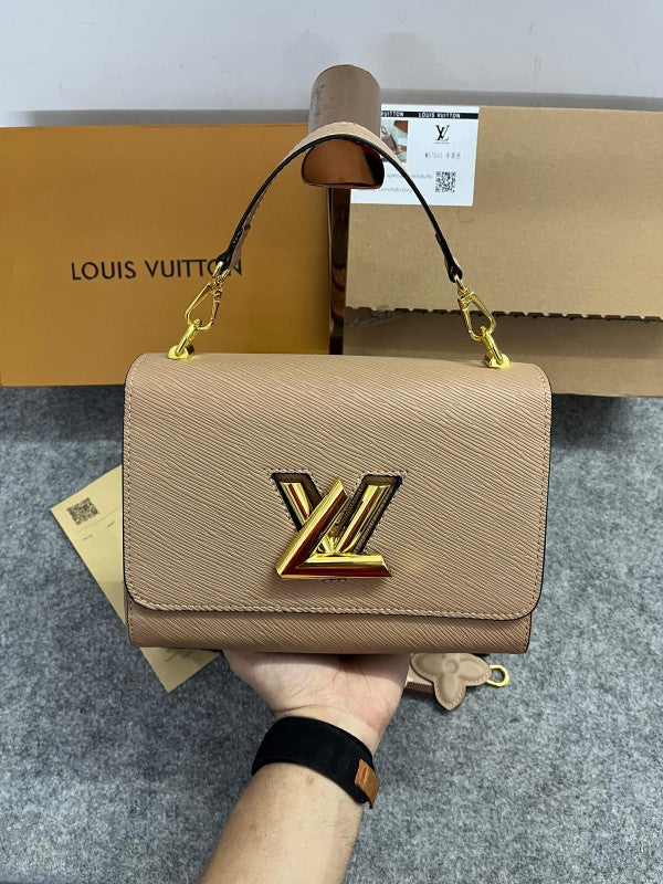 Louis Vuitton Twist Logo Premium Double Box Bag With Shoulder Strap (M57063 BeigeKhakhi)