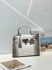 Hermes Blanc Crocodile Niloticus Himalaya Encrusted Birkin Bag With OG Box & Dust Bag (1080 Himalayas)