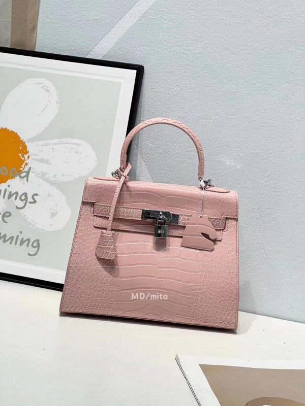 Hermes Blanc Crocodile Niloticus Pink Encrusted Birkin Bag With OG Box & Dust Bag  (1080 Pink)