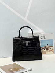 Hermes Blanc Crocodile Niloticus Black Encrusted Birkin Bag With OG Box & Dust Bag (1080 Black)