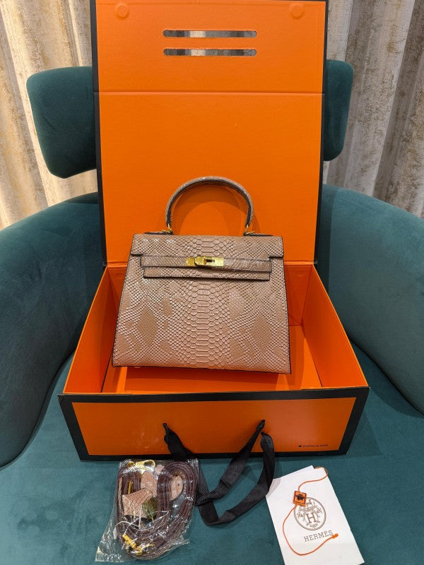 Hermes Blanc Crocodile Niloticus Black Encrusted Birkin Bag With OG Box & Dust Bag (1025 Apricot)