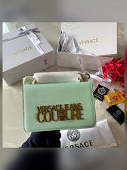 Versace Jeans Couture Saffiano Lock Crossbody Bag With OG Gift Box & Dust Bag (Pistachio Green - VA029)