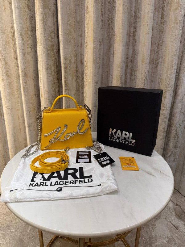 Karl Lagerfeld Ksignature Small Crossbody Bag With Dust Bag & OG Box (KA228 Yellow)