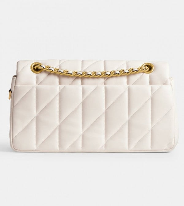 Coach Soft Chalk Tabby 26 Quilted Medium Leather Shoulder Bag With OG Box & Dust Bag (CP 150 White)