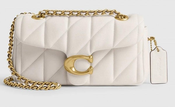 Coach Soft Chalk Tabby 26 Quilted Medium Leather Shoulder Bag With OG Box & Dust Bag (CP 150 White)