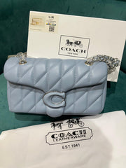 Coach Soft Blue Tabby 26 Quilted Medium Leather Shoulder Bag With OG Box & Dust Bag (CP-150-Blue)