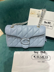 Coach Soft Blue Tabby 26 Quilted Medium Leather Shoulder Bag With OG Box & Dust Bag (CP-150-Blue)