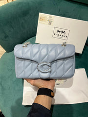 Coach Soft Blue Tabby 26 Quilted Medium Leather Shoulder Bag With OG Box & Dust Bag (CP-150-Blue)