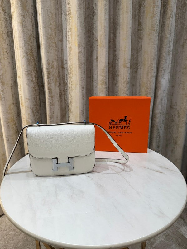 Hermes Constance Slim Epsom Vert With OG Box & Dust Bag (KG-19 White)