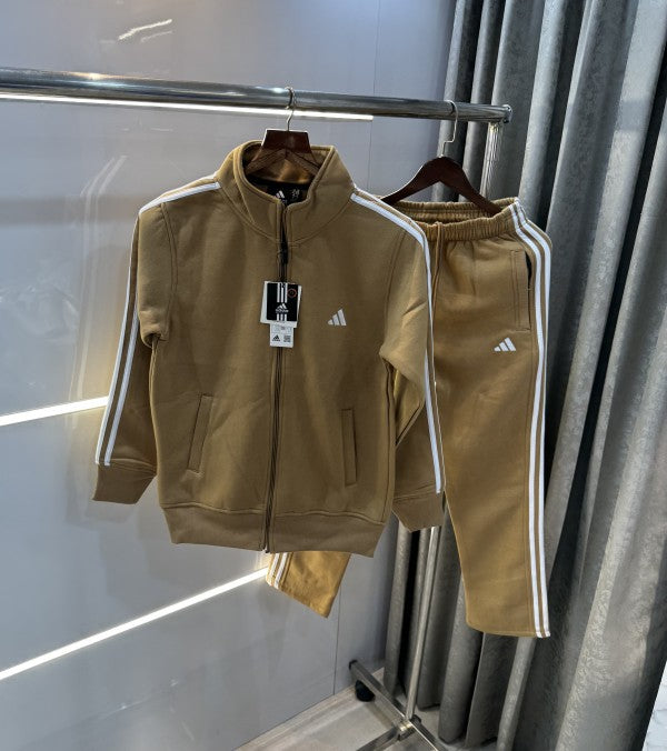 Adidas Beige Embroidery Logo Premium Classic Tracksuit