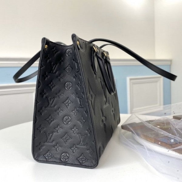 Louis Vuitton LV On The Go Monogram Premium Leather Tote Bag With Dust Bag (Black - 45321)