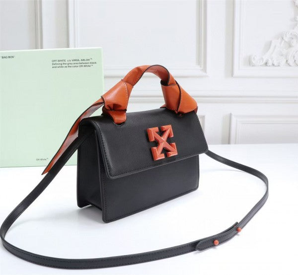 Off-White 1.4 Jitney Bag With Orange Black arrows At Front Shoulder Bag (88531 Orange Heather Handle Knots)