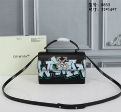 Off-White Leather Hand Held Black Graffity Jitney 1.4 Shoulder Bag (8853 Black Graffity)