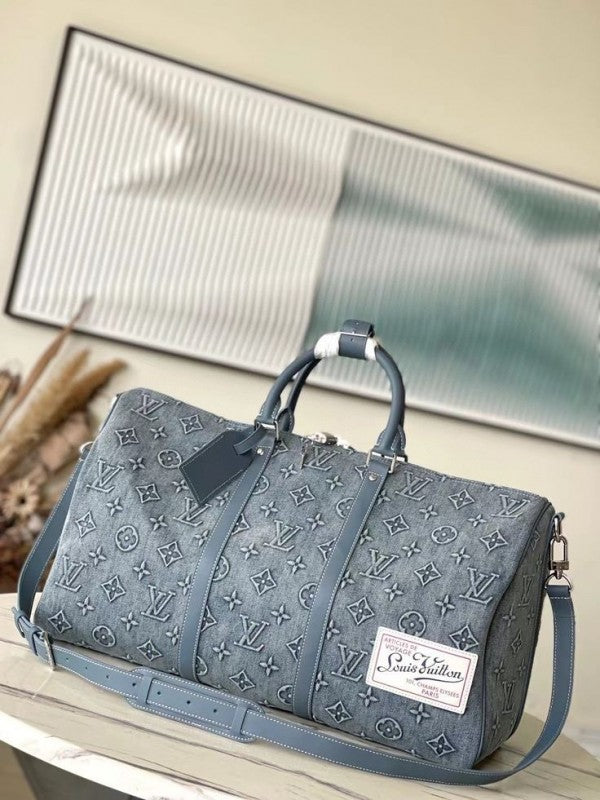 Louis Vuitton Lv Monogram Washed Denim High Quality Duffle Bag With Double Box Packing