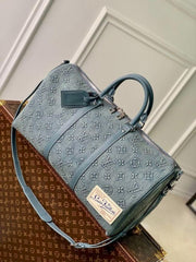 Louis Vuitton Lv Monogram Washed Denim High Quality Duffle Bag With Double Box Packing