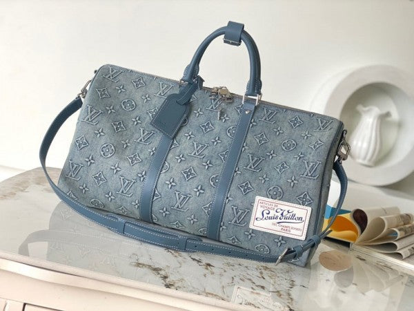 Louis Vuitton Lv Monogram Washed Denim High Quality Duffle Bag With Double Box Packing