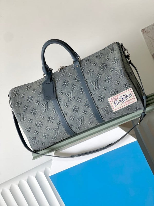 Louis Vuitton Lv Monogram Washed Denim High Quality Duffle Bag With Double Box Packing