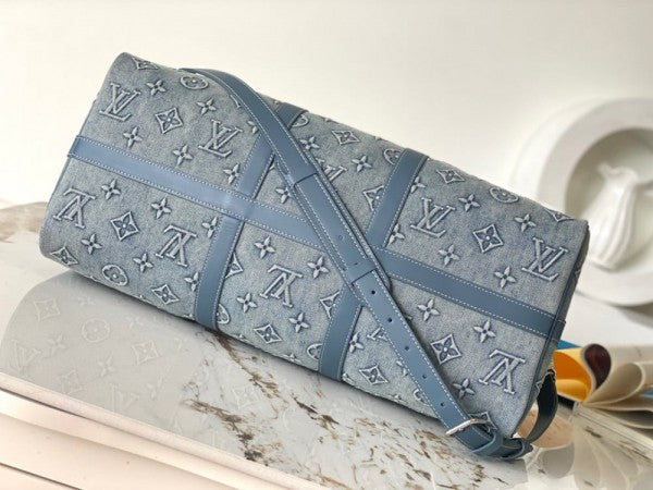 Louis Vuitton Lv Monogram Washed Denim High Quality Duffle Bag With Double Box Packing