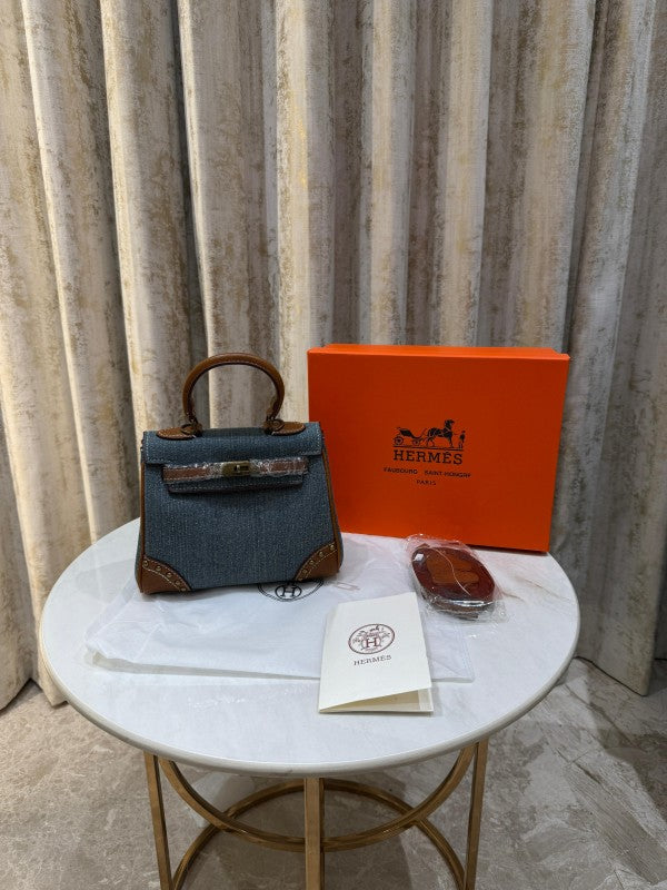 Hermes Birkin Denim Blue With OG Box & Dust Bag (1056 LBlue)