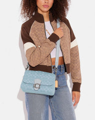 Coach Soft Tabby Shoulder Bag In Signature Denim With OG Box Dust Bag 66130