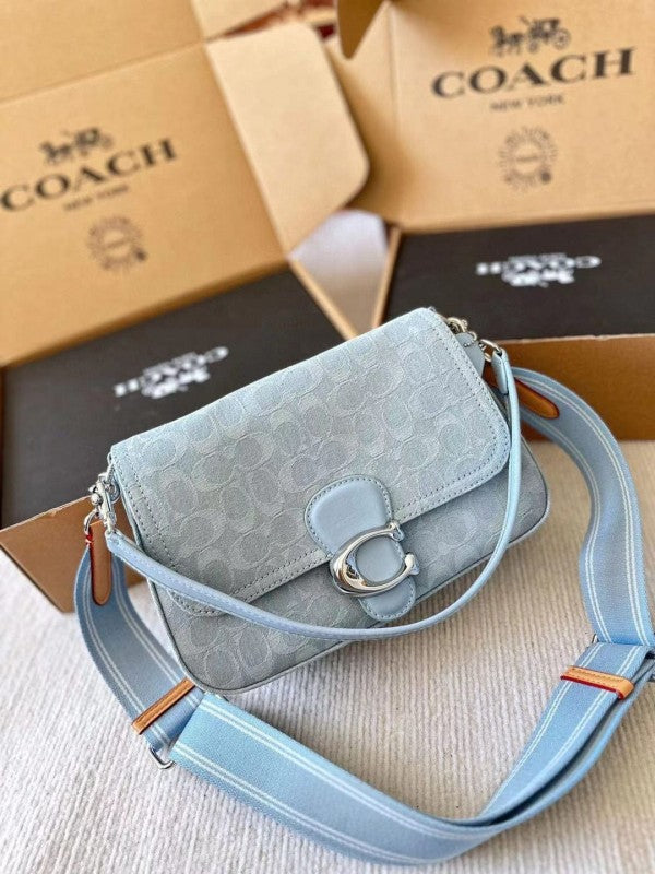 Coach Soft Tabby Shoulder Bag In Signature Denim With OG Box Dust Bag 66130