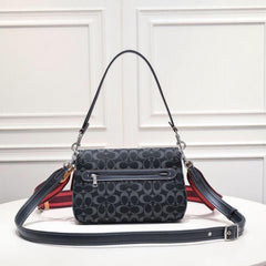 Coach Soft Tabby Shoulder Bag In Signature Denim With OG Box Dust Bag (Black 66130)