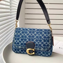 Coach Soft Tabby Shoulder Bag In Signature Denim With OG Box Dust Bag (Denim 66130)