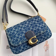 Coach Soft Tabby Shoulder Bag In Signature Denim With OG Box Dust Bag (Denim 66130)